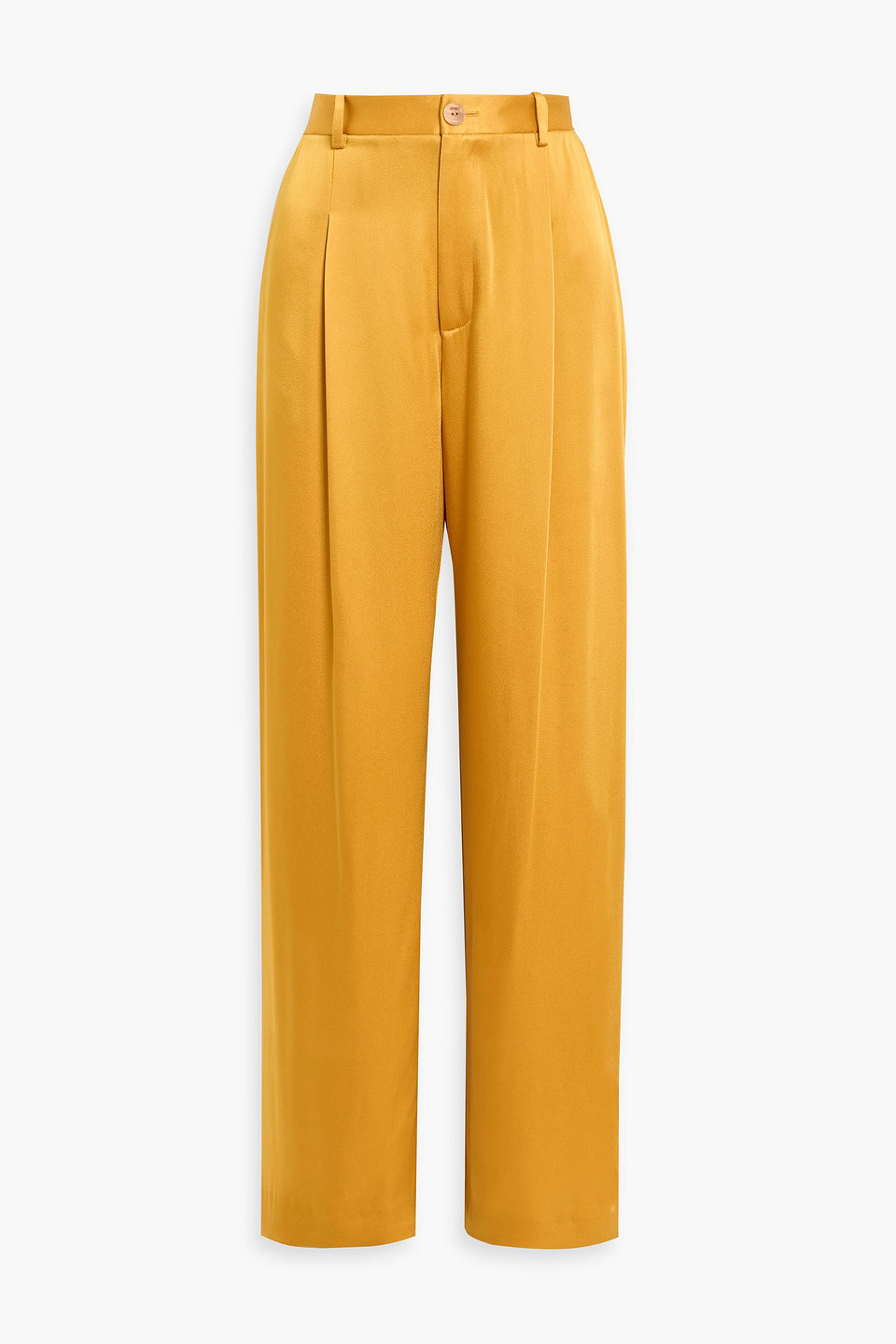 Lapointe Pleated Crepe Straight-leg Pants In Marigold