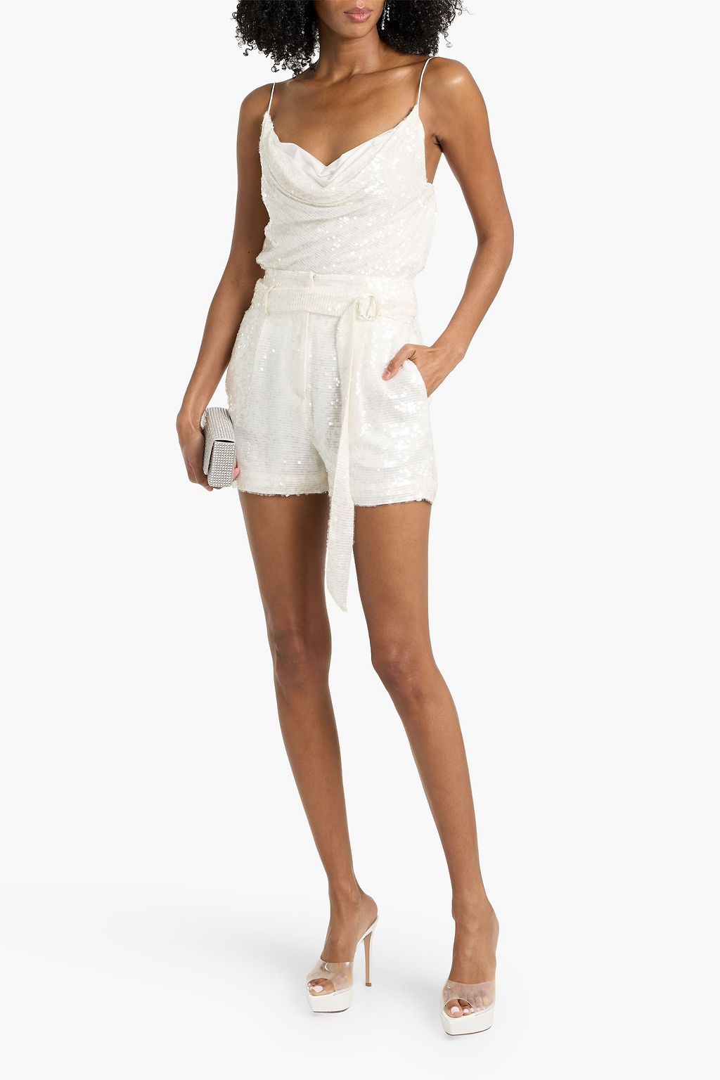 LAPOINTE Draped sequined chiffon top