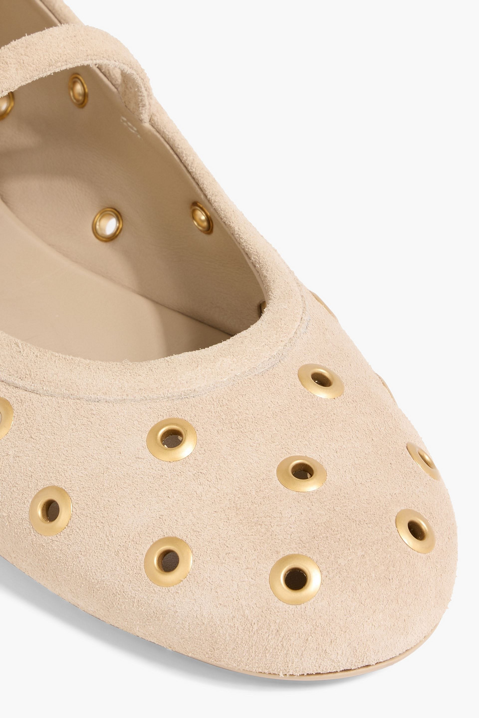 Gianvito Rossi Grommet-embellished Suede Ballet Flats In Neutral
