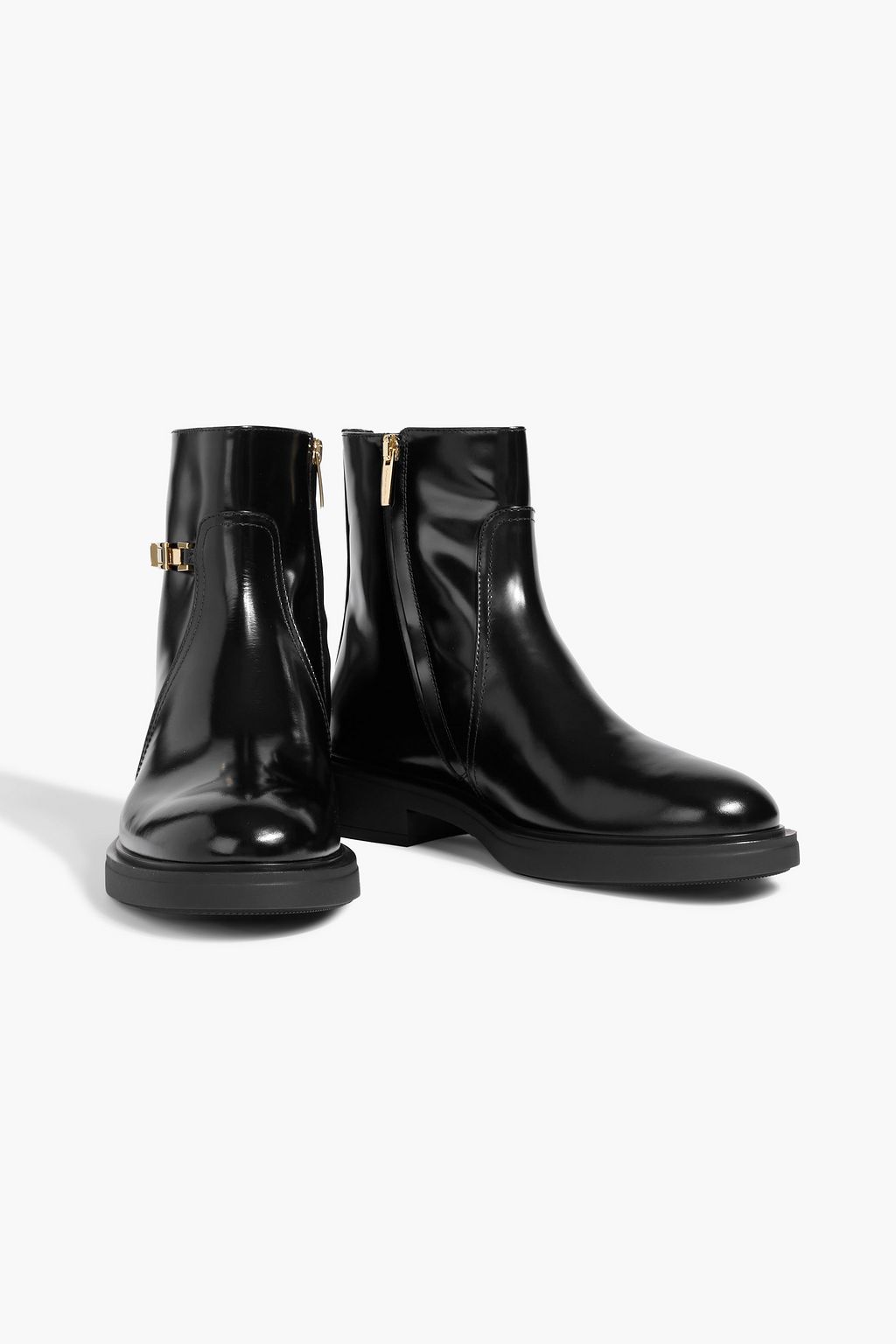 GIANVITO ROSSI Martine buckled glossed-leather ankle boots