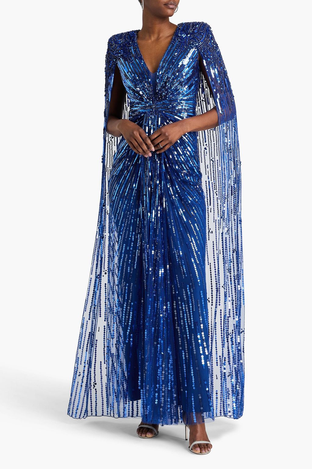 JENNY PACKHAM Cape-effect embellished tulle gown