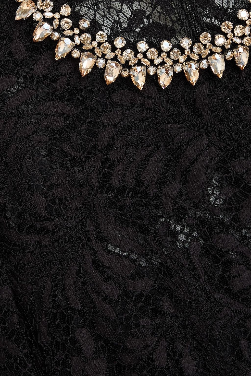 JENNY PACKHAM فستان متوسط الطول من الدانتيل المفرّغ المصنوع من مزيج من القطن ومزين بالكريستال