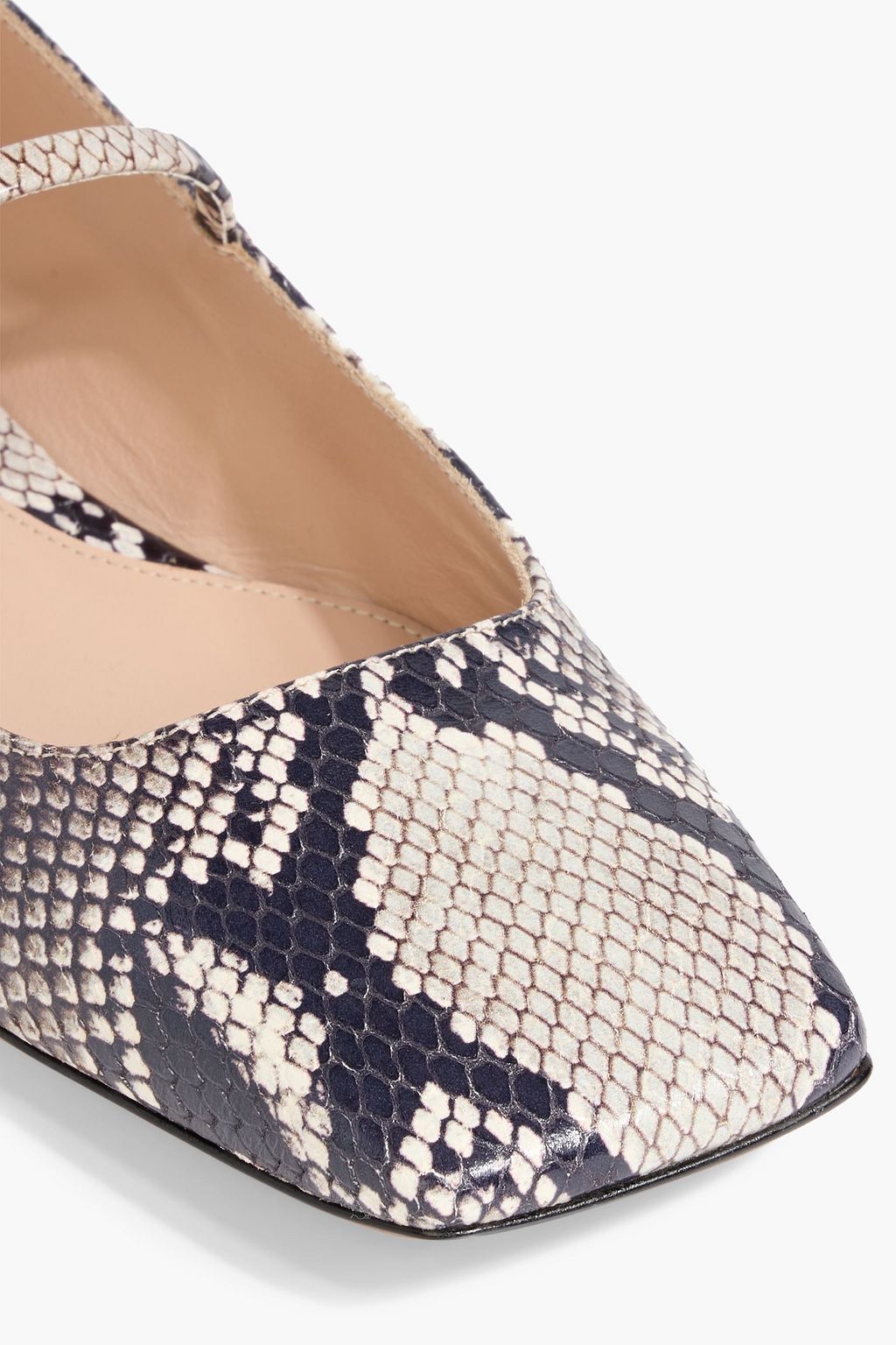 GIANVITO ROSSI Christina snake-effect leather Mary Jane flats