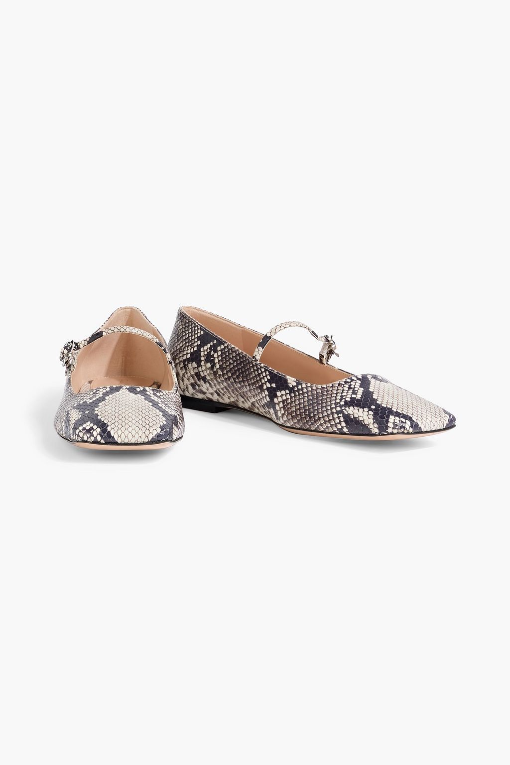 GIANVITO ROSSI Christina snake-effect leather Mary Jane flats
