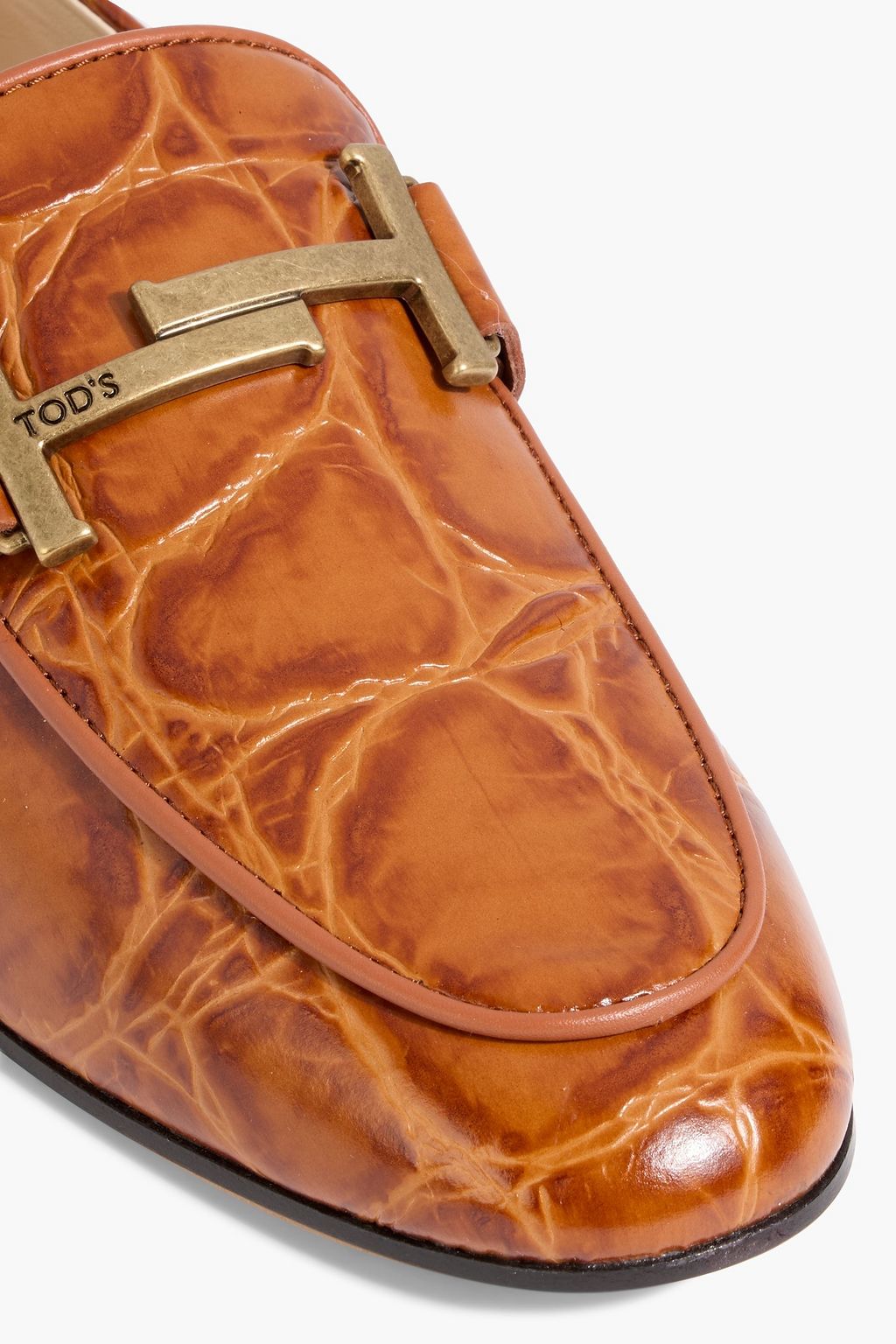 TOD'S Double T croc-effect leather loafers