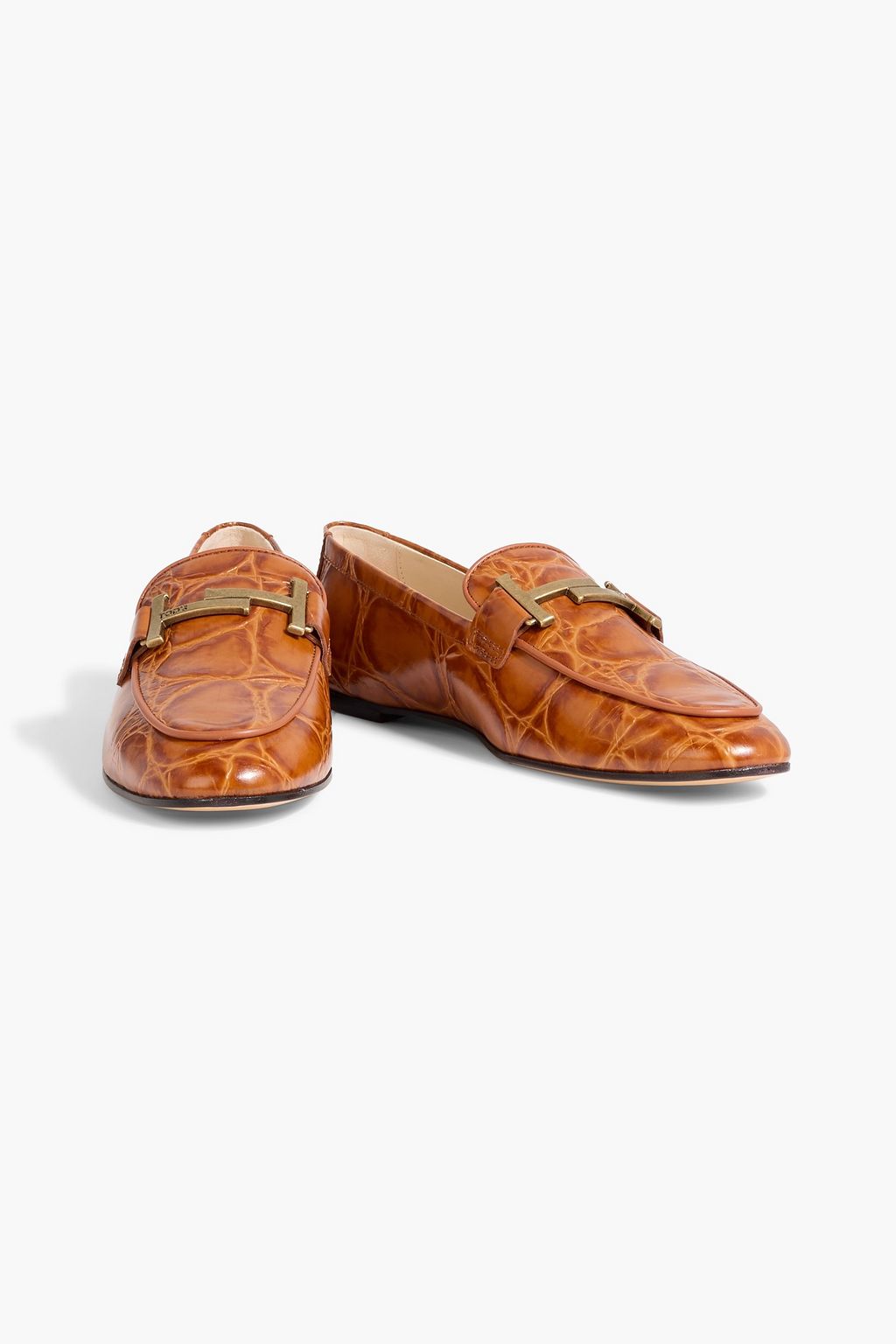 TOD'S Double T croc-effect leather loafers