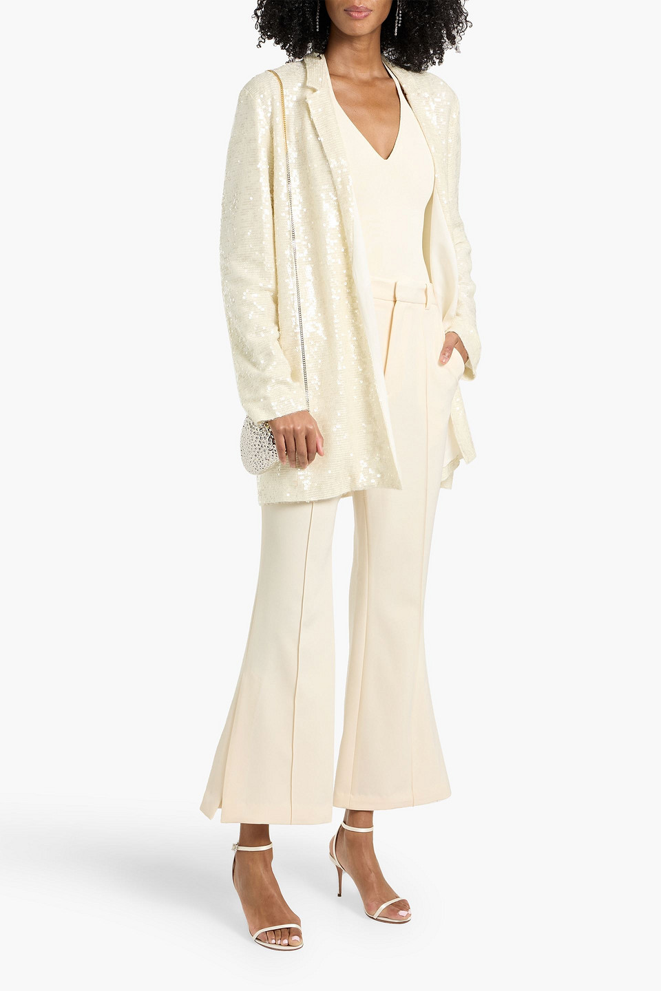 Lapointe Sequined Chiffon Blazer In White