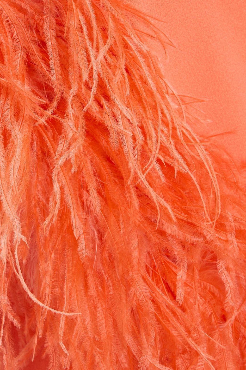 LAPOINTE Feather-trimmed crepe midi skirt