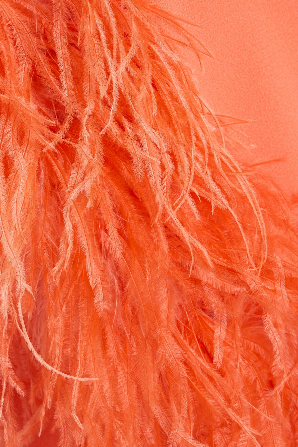 Lapointe Feather-trimmed Crepe Midi Skirt In Orange