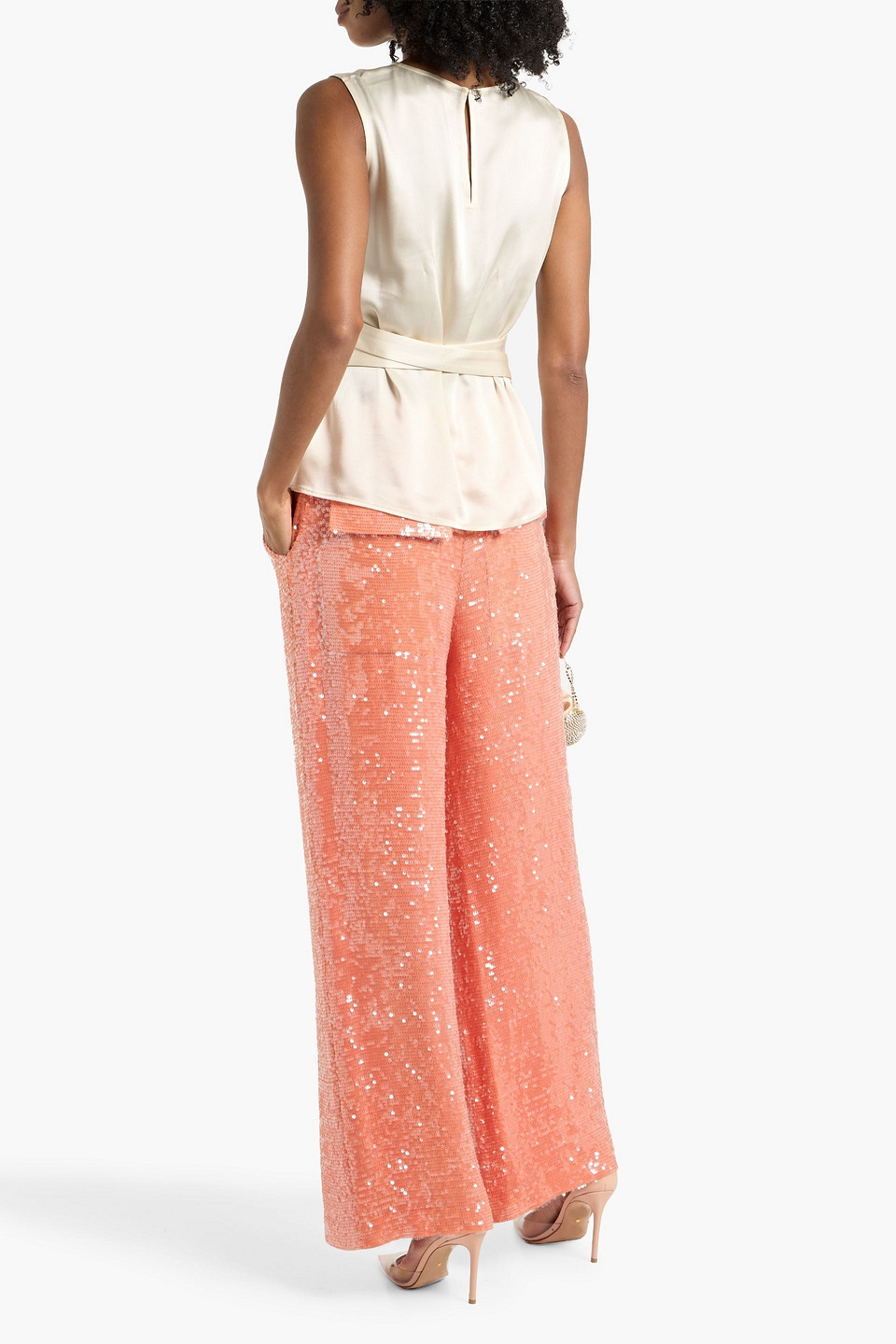 Lapointe Belted Satin-crepe Top In White