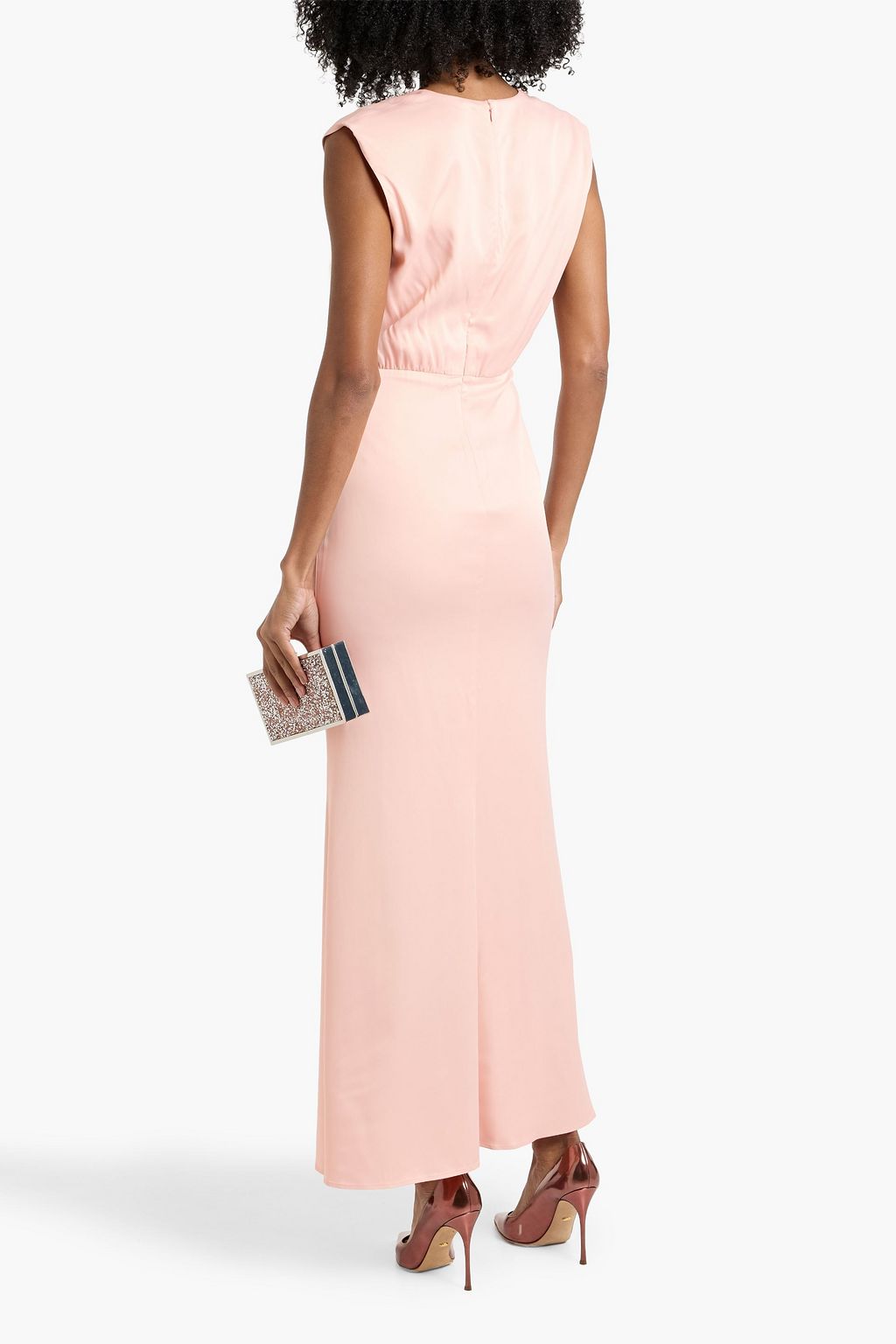 LAPOINTE Ruched cutout satin maxi dress