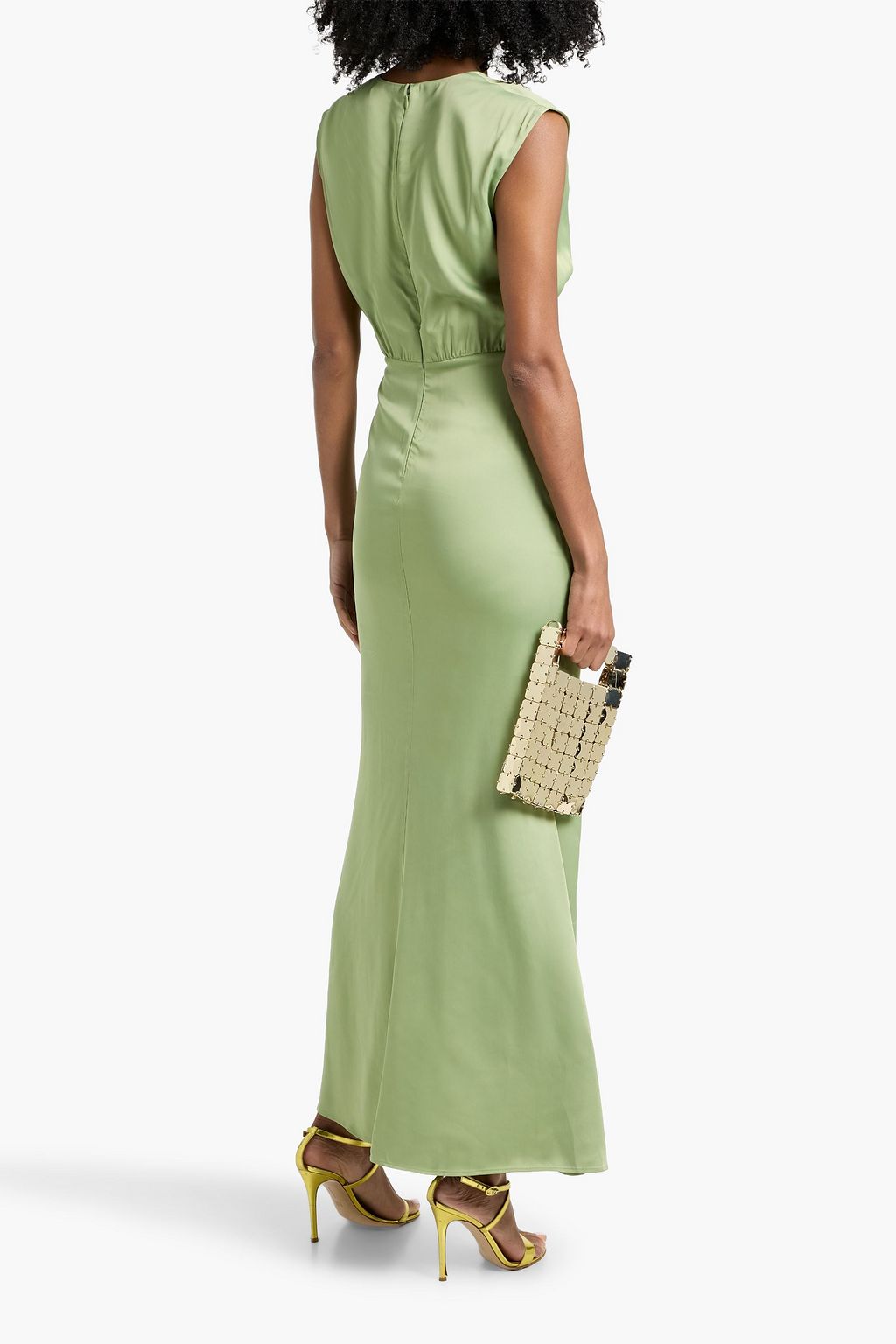 LAPOINTE Ruched cutout satin maxi dress