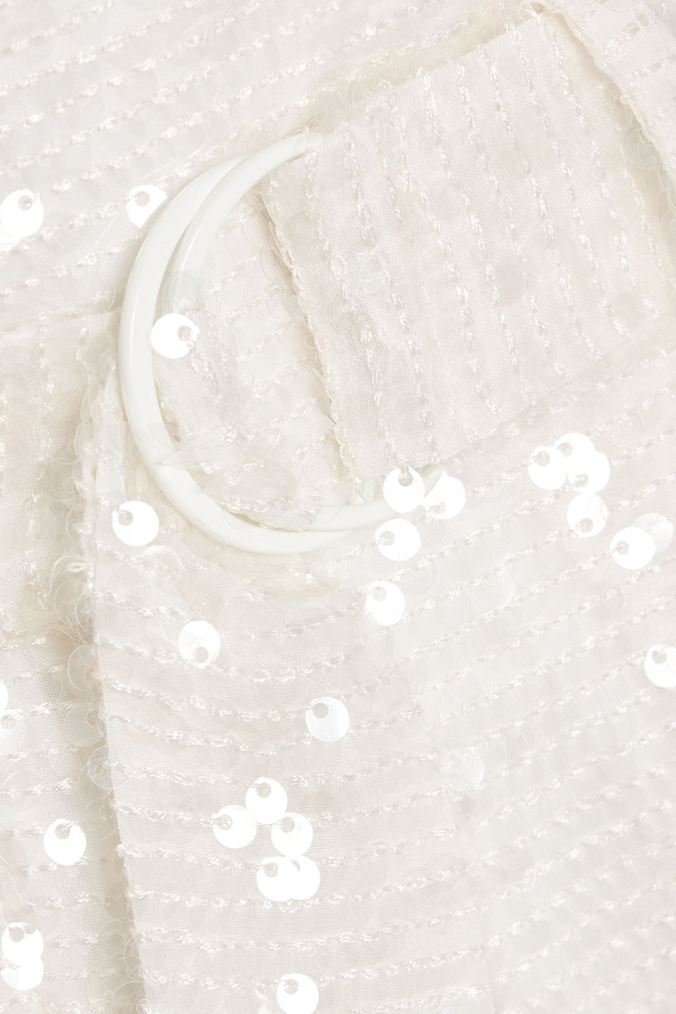 Lapointe Belted Sequined Chiffon Shorts In White