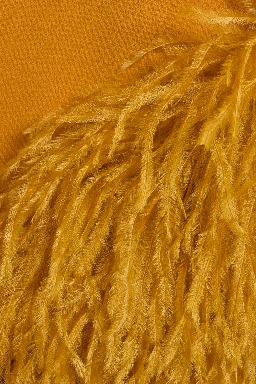 LAPOINTE Asymmetric feather-trimmed crepe tunic