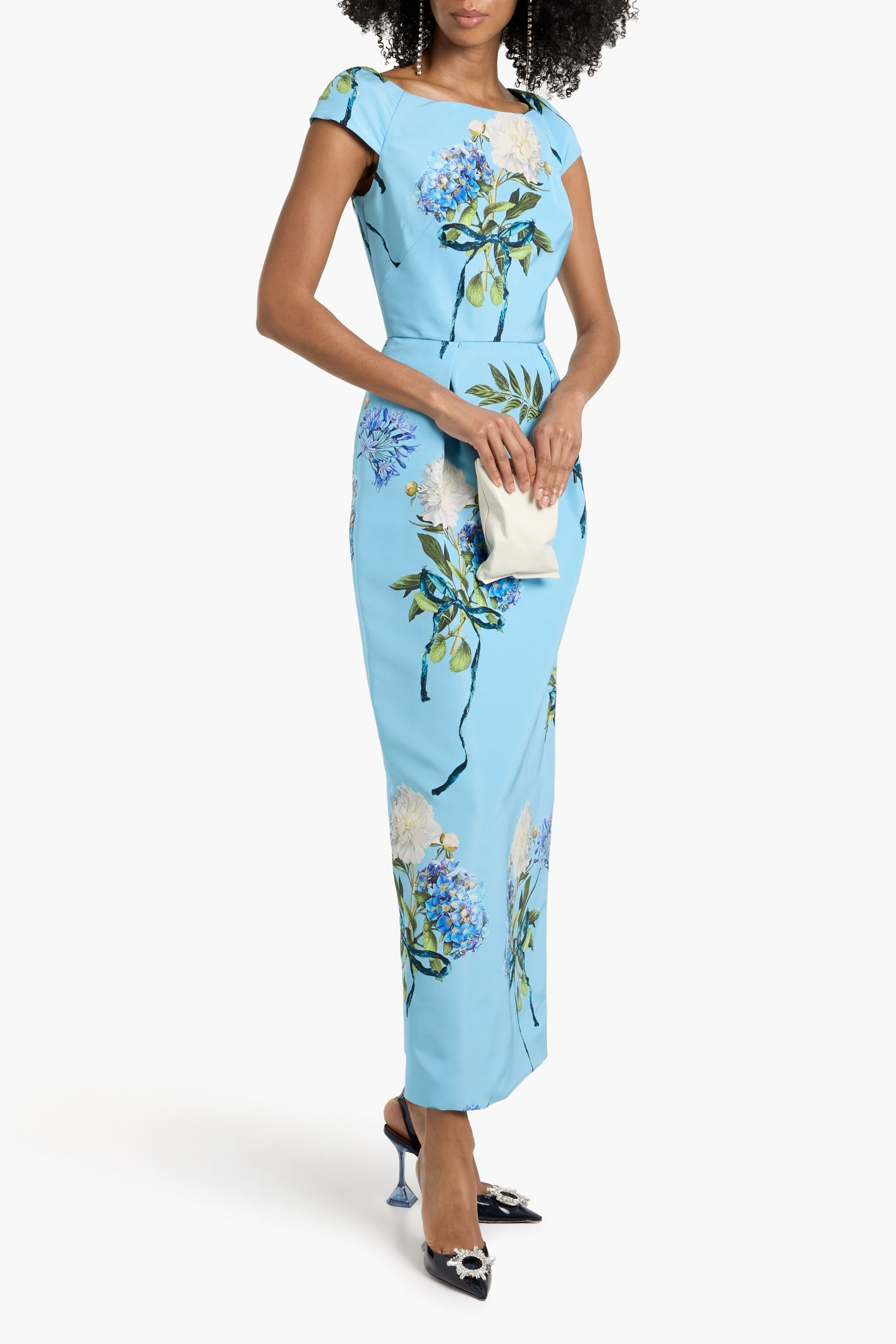 Monique Lhuillier Floral-print silk-faille gown