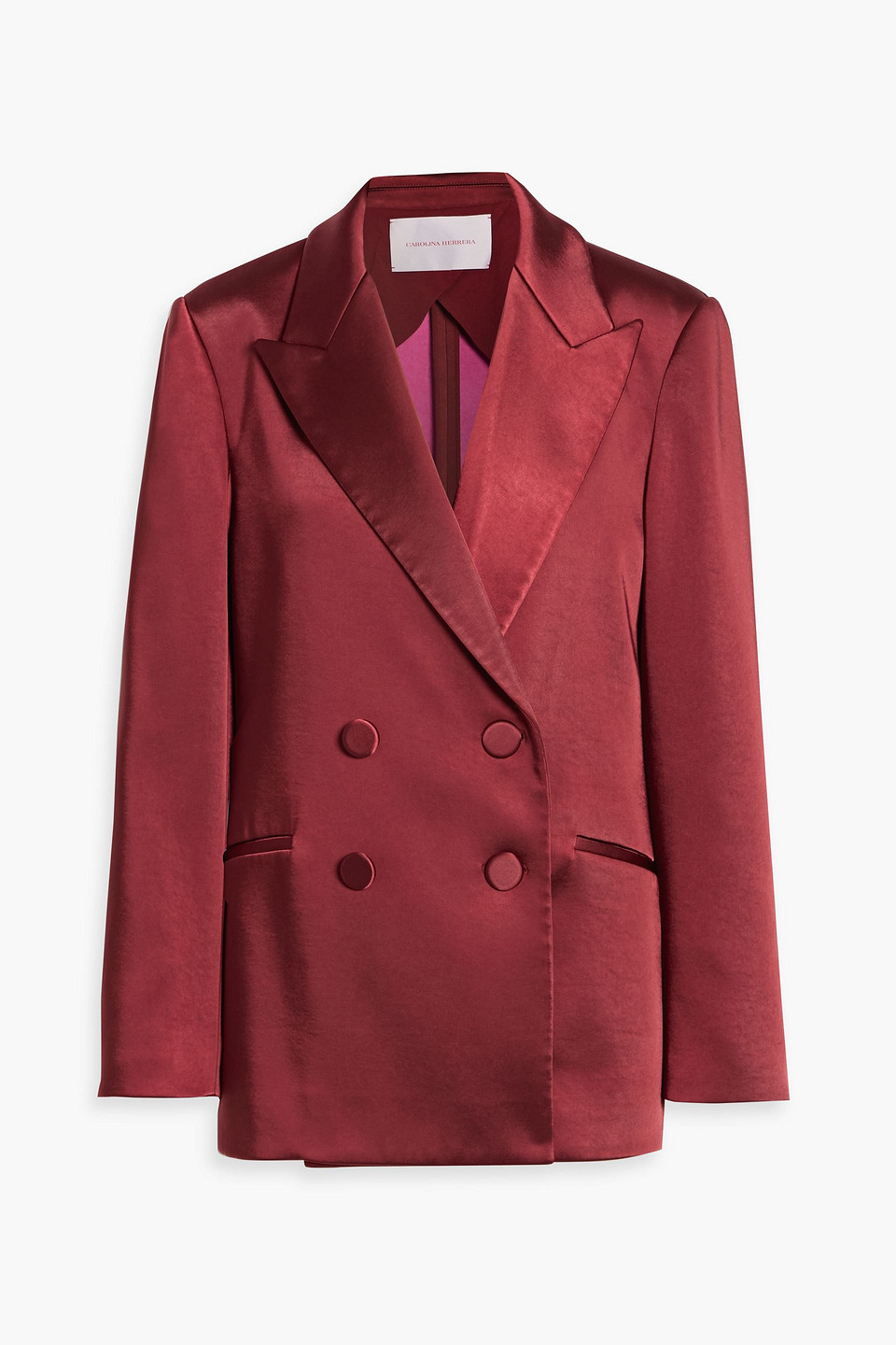 Carolina Herrera Double-breasted Satin Blazer In Purple