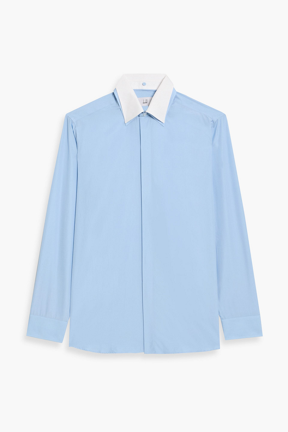 dunhill - cotton-poplin shirt - blue - m