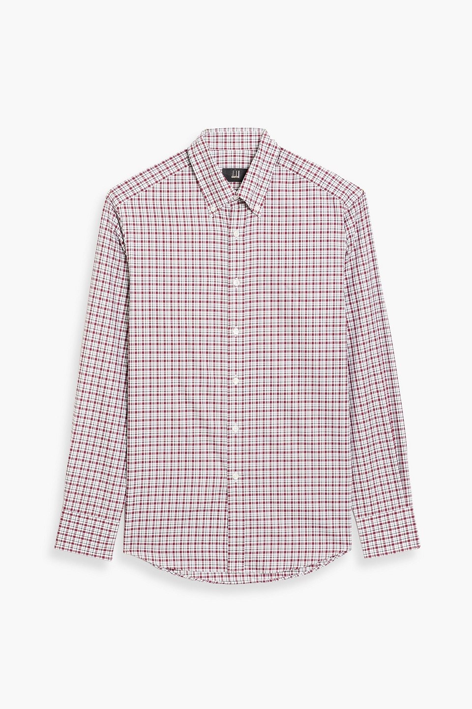 dunhill - checked cotton shirt - burgundy - m