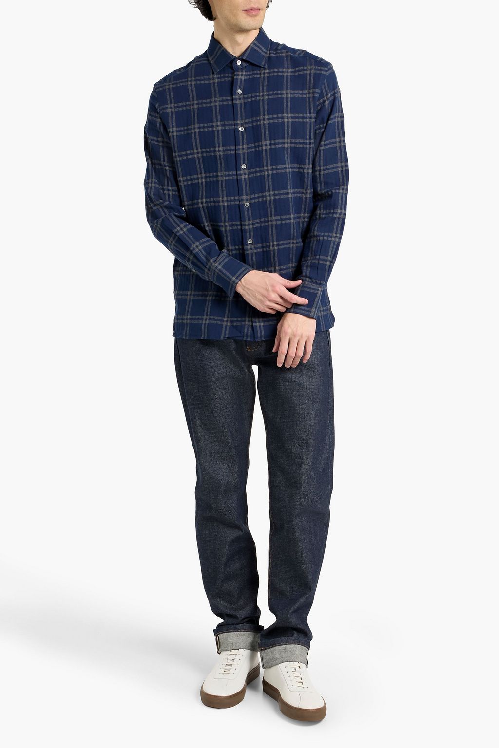 DUNHILL Checked cotton-blend flannel shirt | THE OUTNET