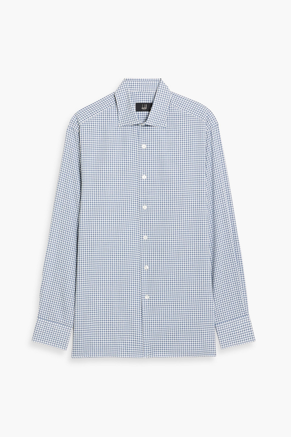 dunhill - gingham cotton-poplin shirt - blue - s