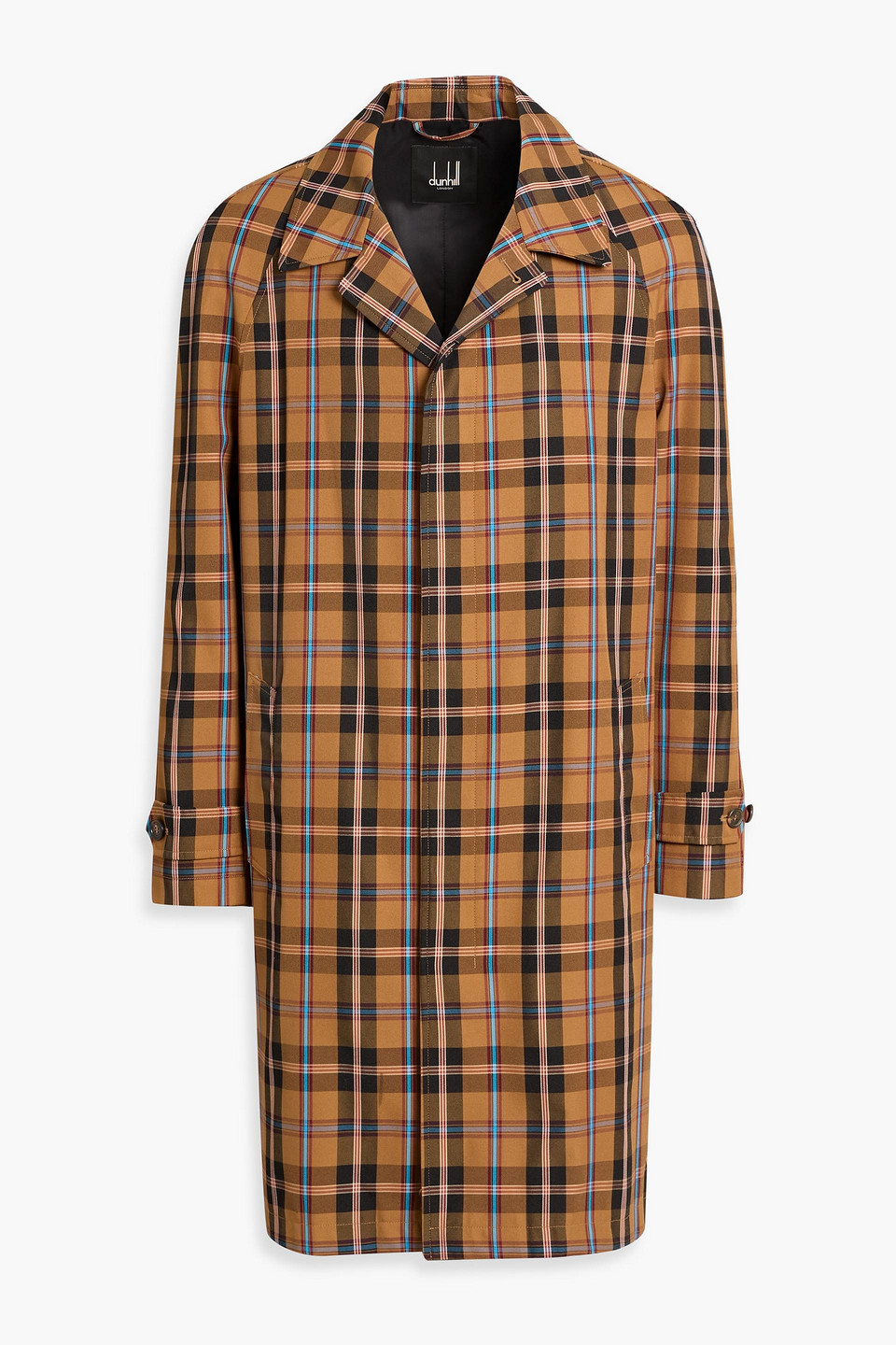 Dunhill Checked Gabardine Coat In Brown