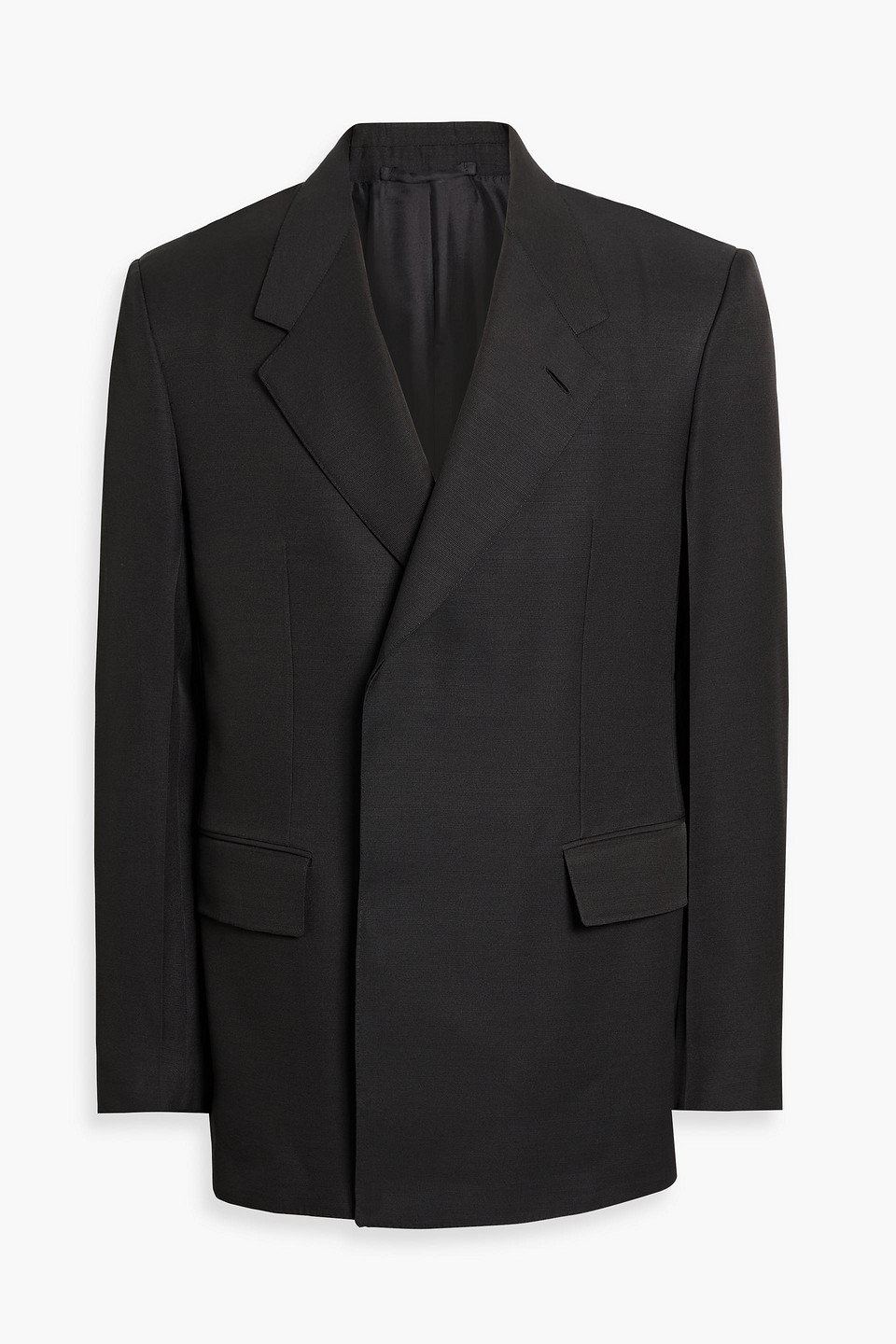 dunhill - double-breasted wool and silk-blend blazer - black - it 48