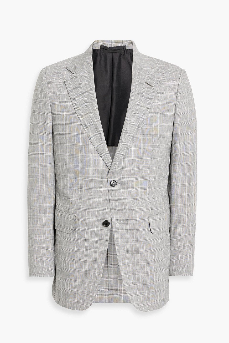 Dunhill Prince Of Wales Checked Wool, Linen And Silk-blend Blazer In Gray
