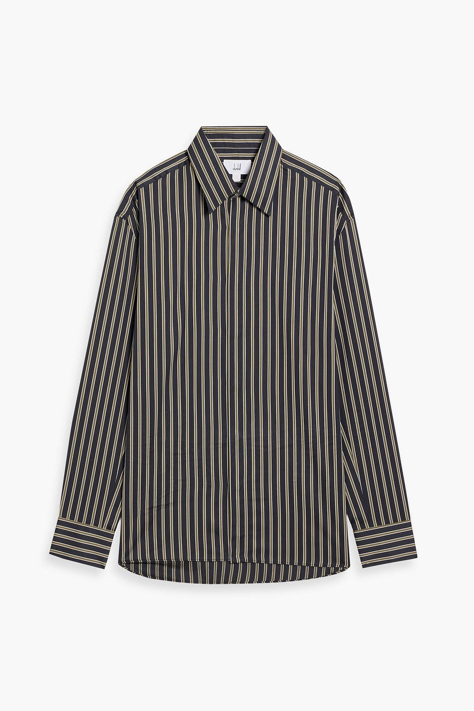 dunhill - striped cotton and silk-blend twill shirt - black - m