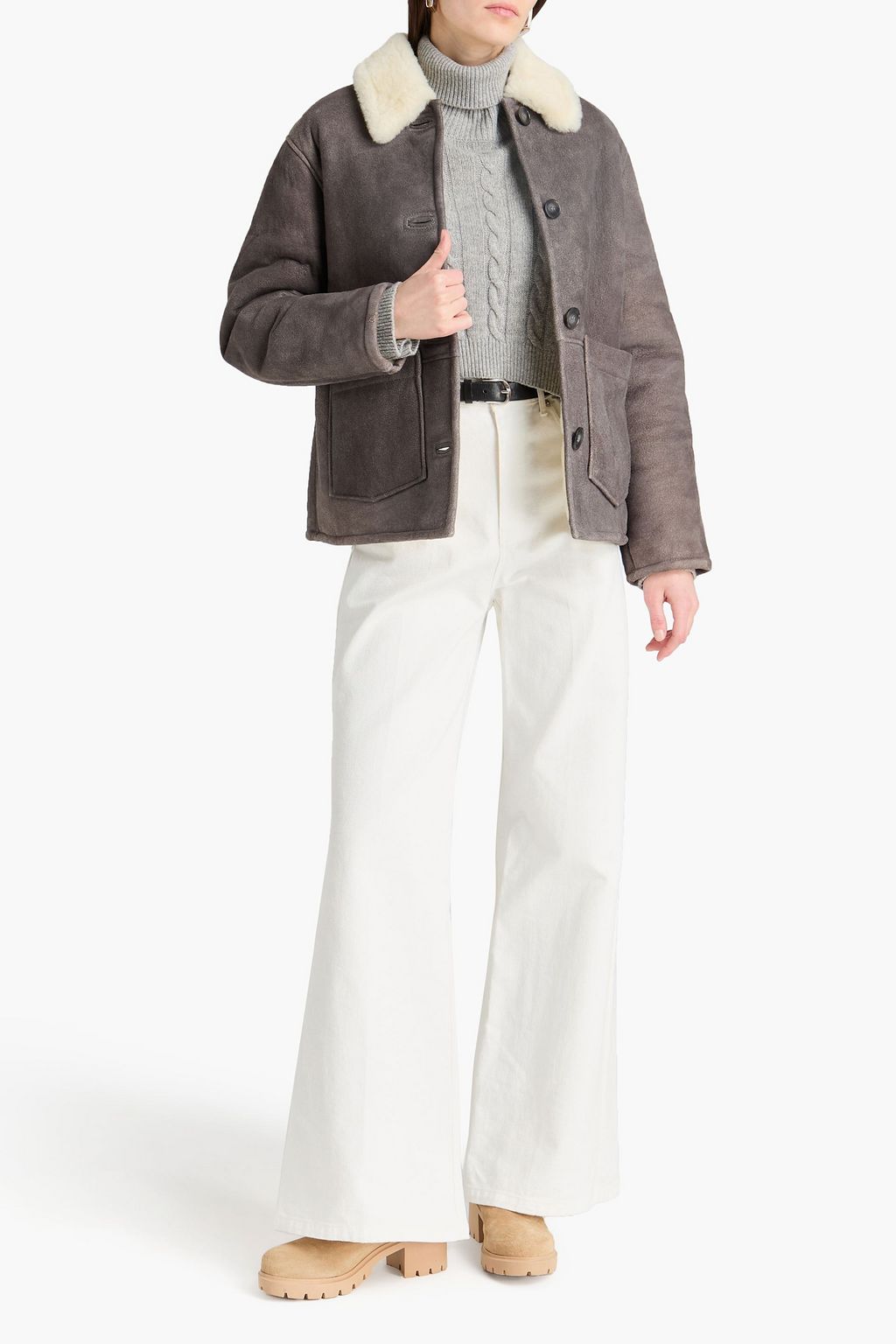 SANDRO ムートン ダブルブレストジャケット | THE OUTNET SANDRO ムートン ダブルブレストジャケット | THE OUTNET