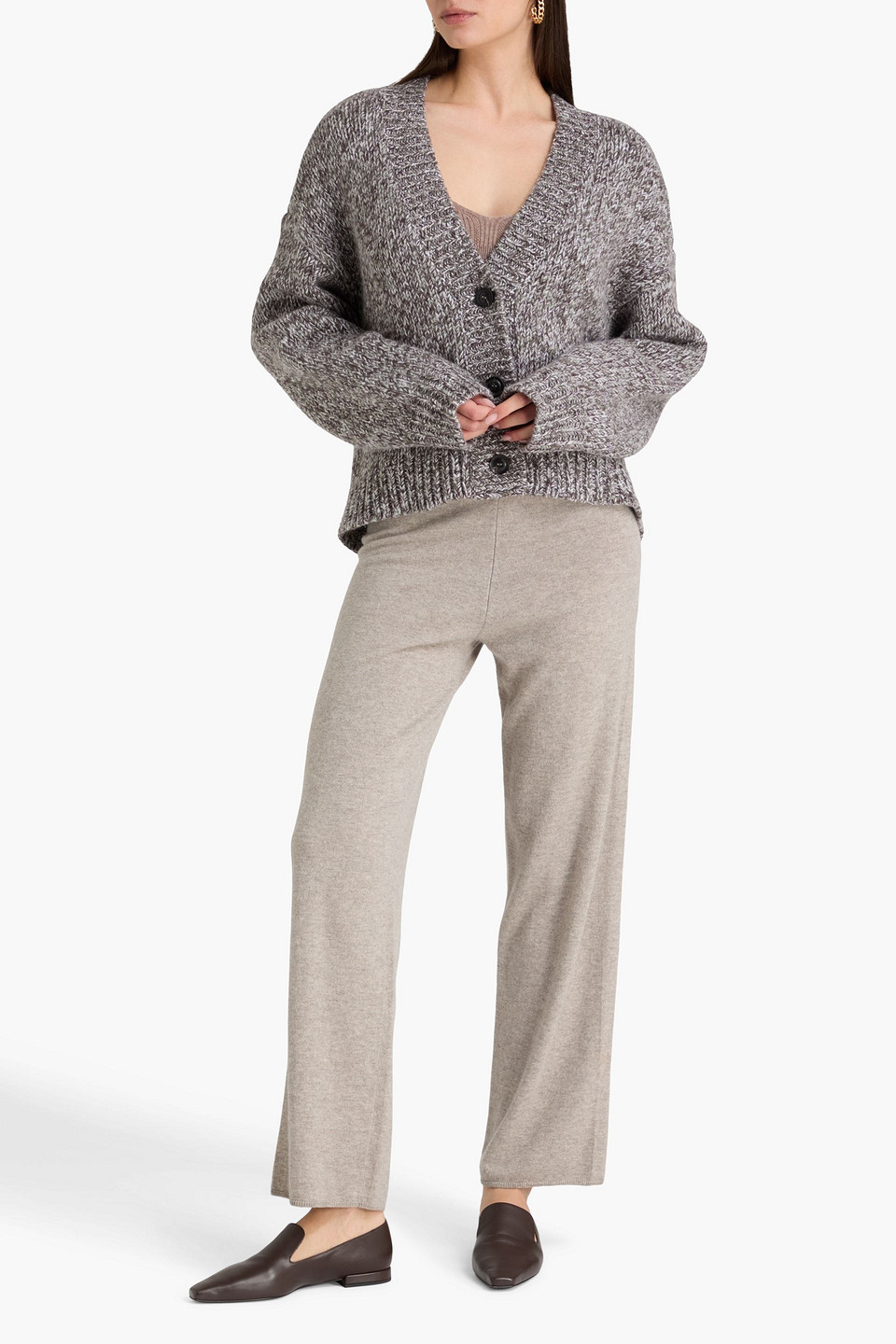 Le Kasha - Cardigan „kamal“ Aus Meliertem Kaschmir - Braun - Onesize 