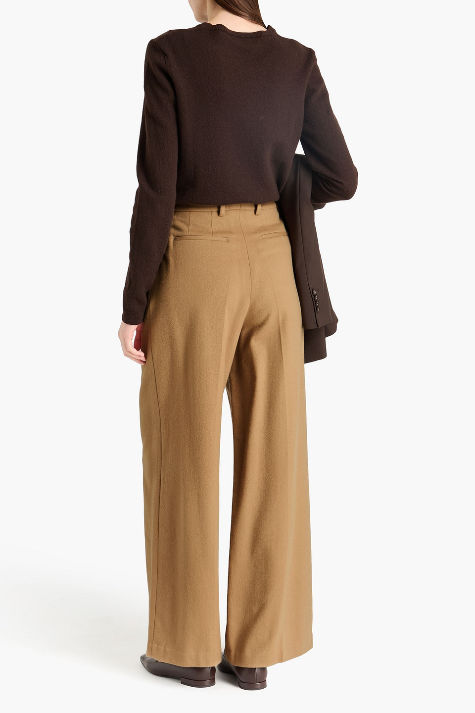  Officine Générale - Hose „rosa“ Mit Weitem Bein Aus Flanell Aus Einer Woll-kaschmirmischung - Neutral - Fr 36 