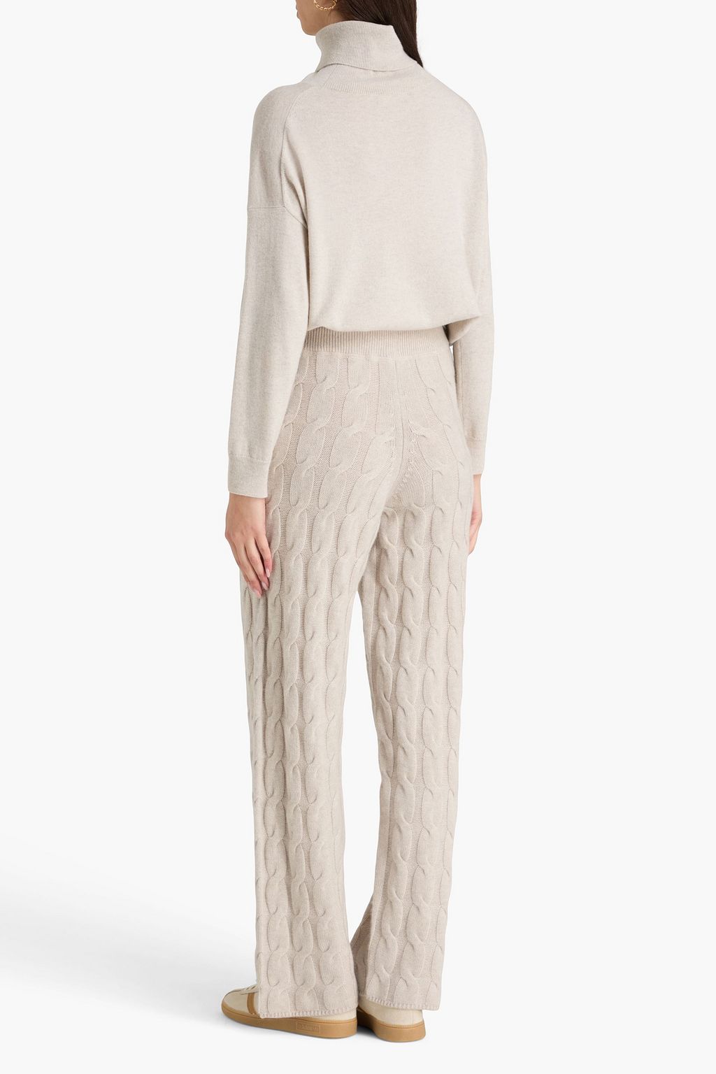 LE KASHA بنطال "تريفيز" بأرجل واسعة من الكشمير بحبكة مجدولة