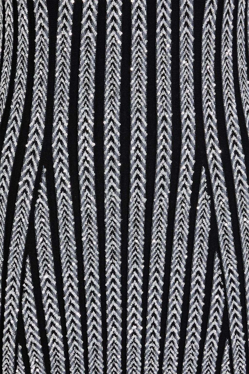 MISSONI فستان متوسط الطول من نسيج محبوك بنمط مضلّع مزيّن بالترتر