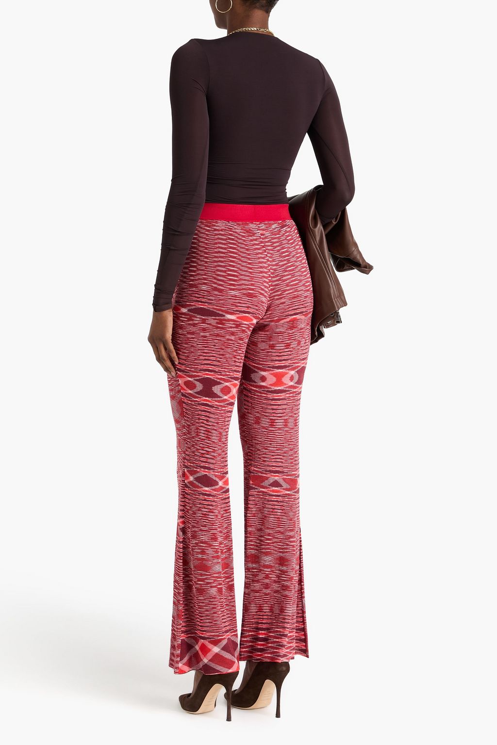 MISSONI Space-dyed ribbed silk flared pants