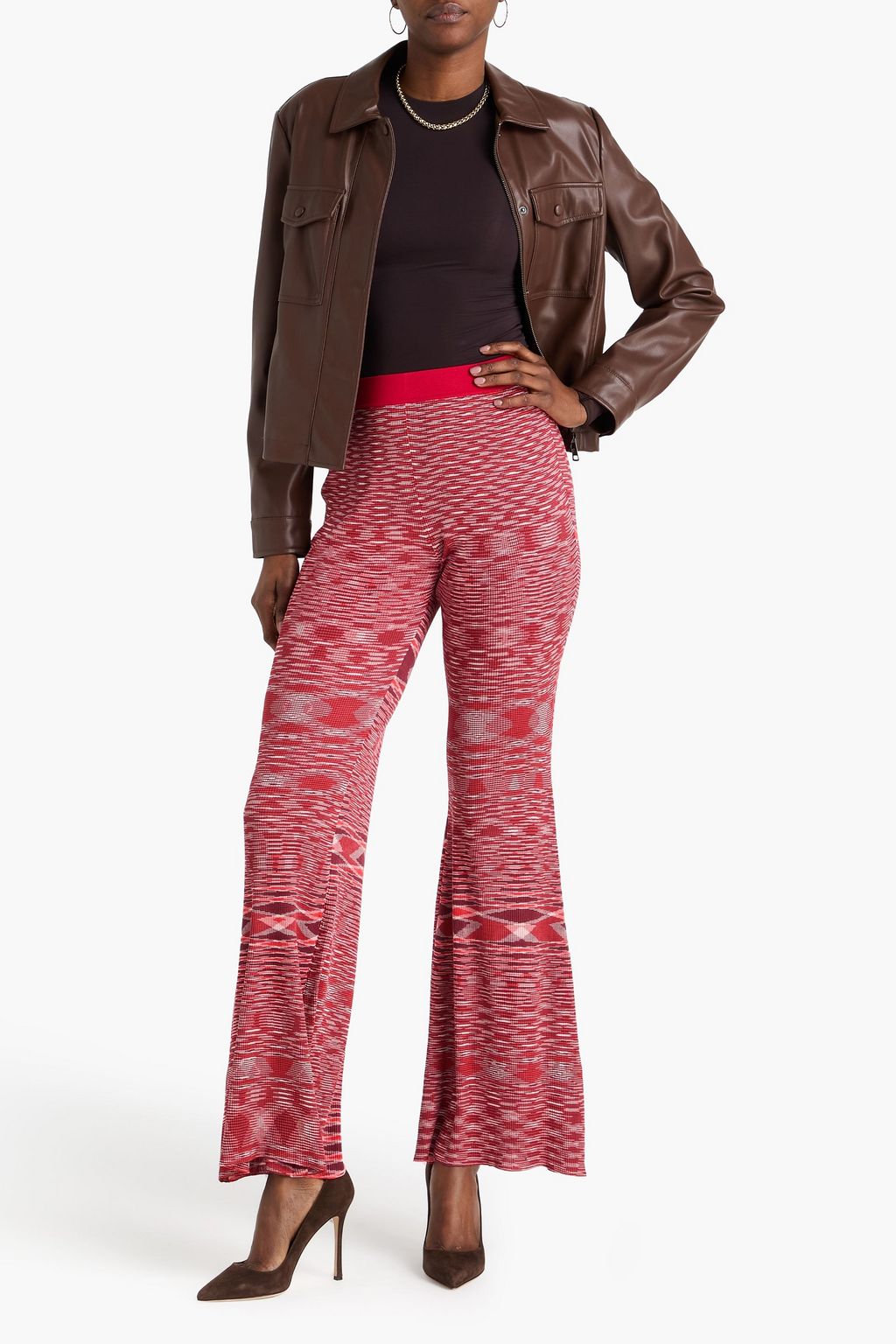 MISSONI Space-dyed ribbed silk flared pants