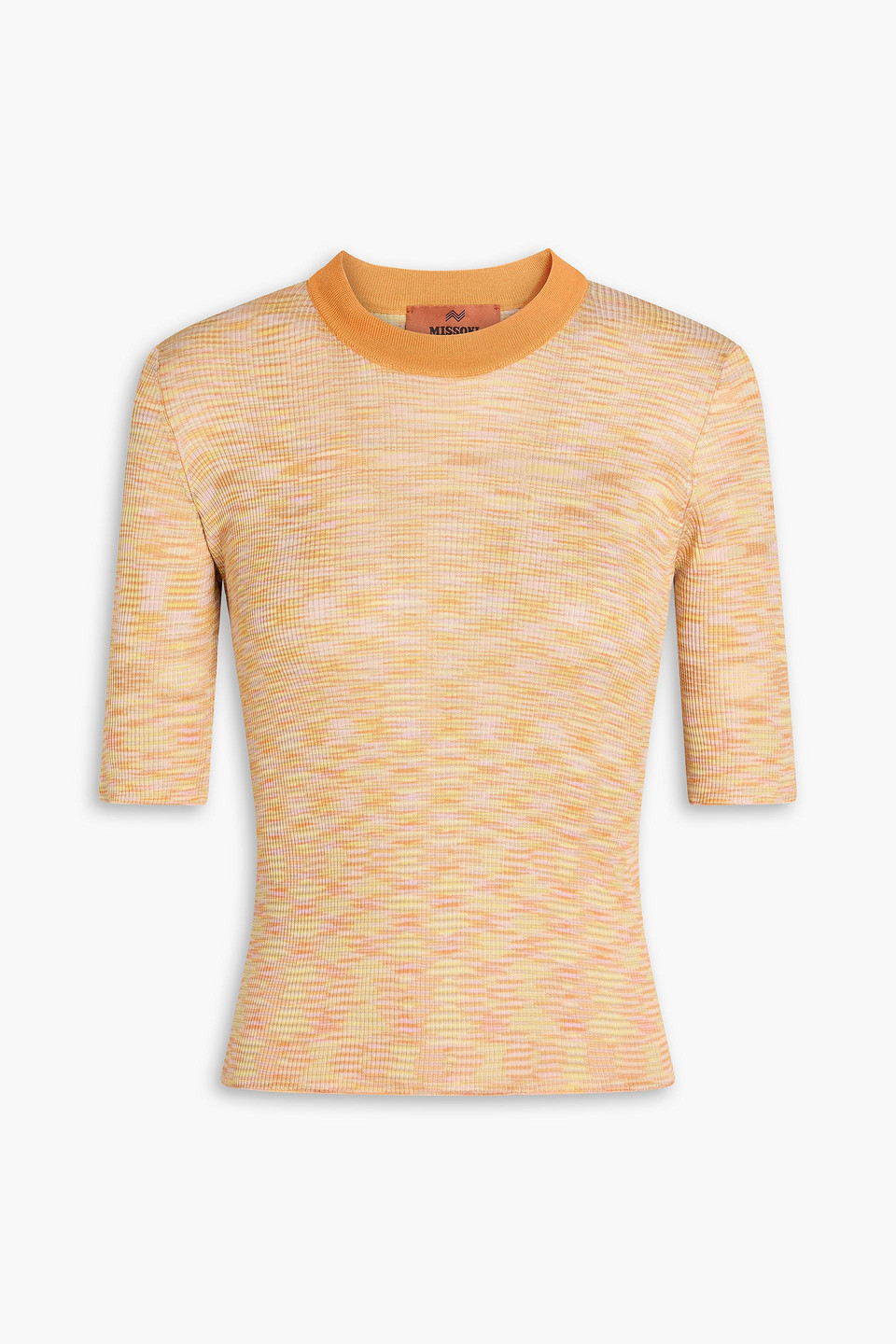 Missoni Space-dyed Ribbed Silk Top In Orange