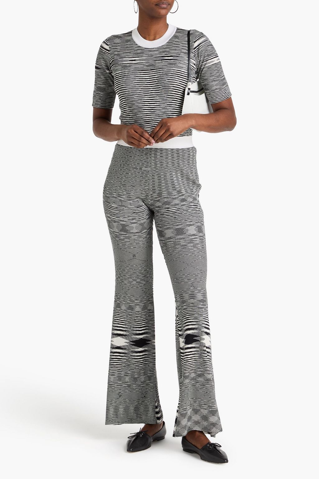 MISSONI Space-dyed ribbed silk flared pants