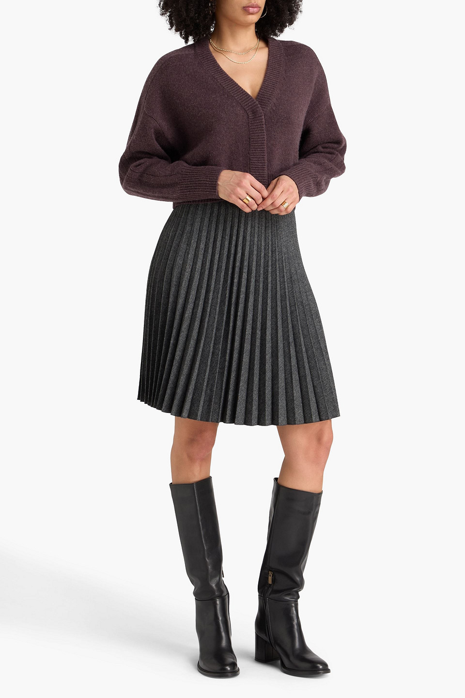  Le Kasha - Cropped Cardigan „tripura“ Aus Kaschmir - Lila - Onesize 