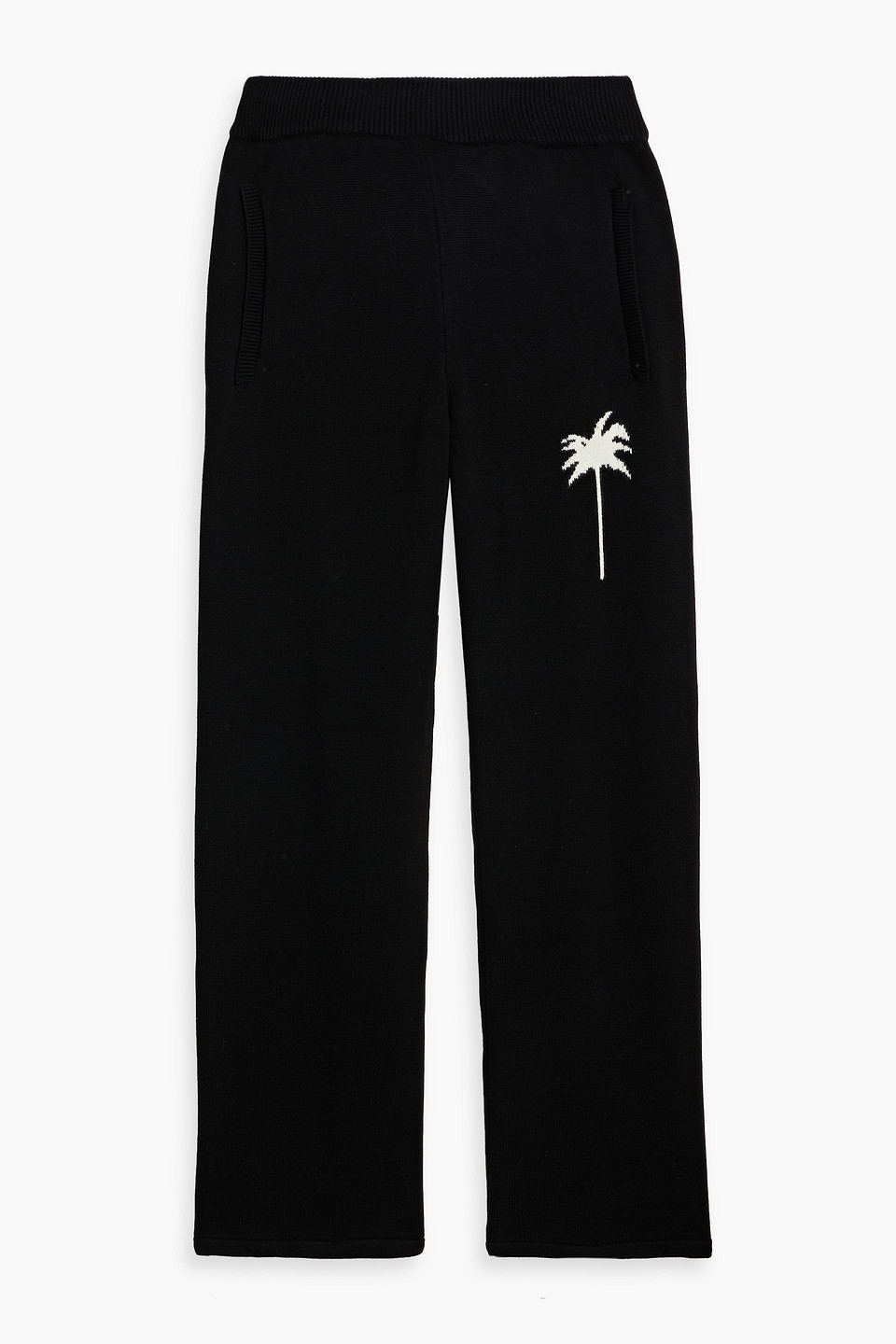 palm angels - intarsia cotton and merino wool-blend sweatpants - black - xl