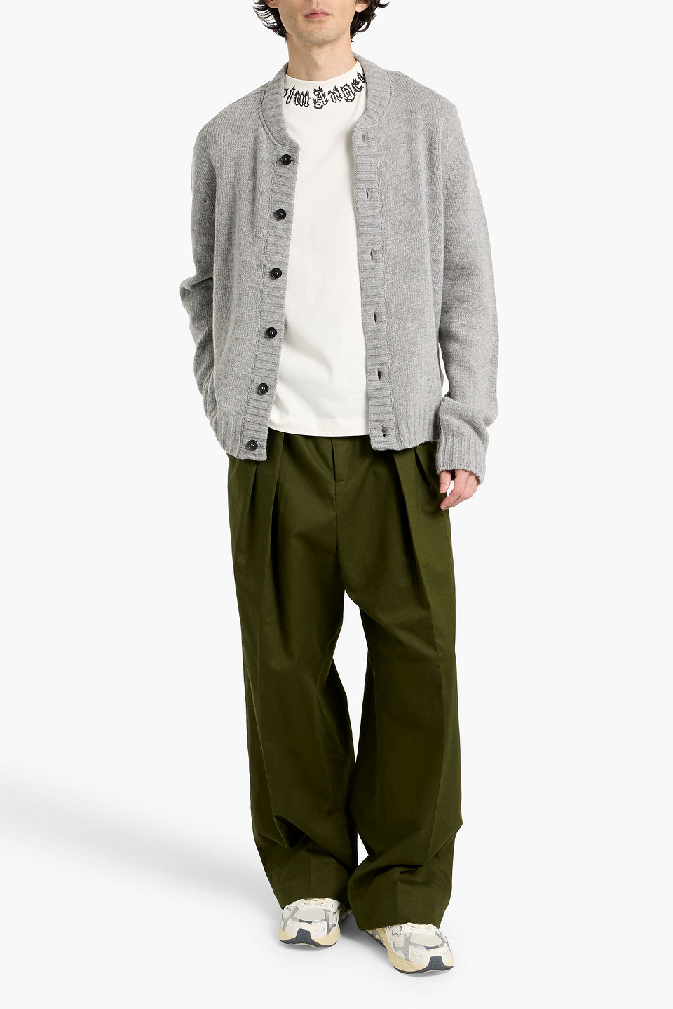  Palm Angels - Intarsia Wool-blend Cardigan - Gray - L 