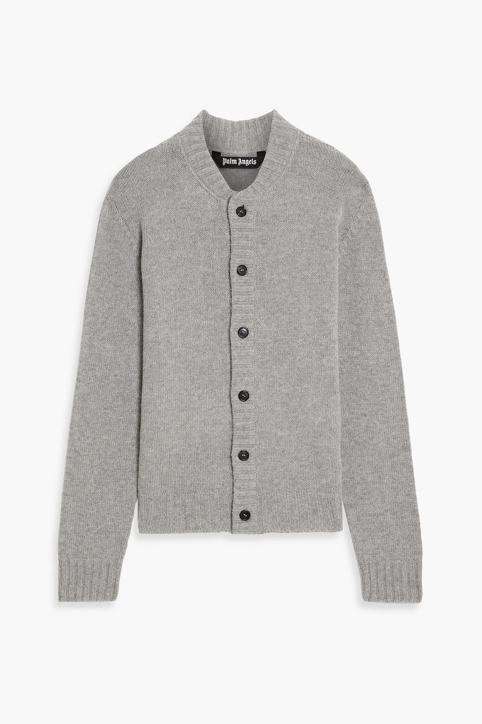 Palm Angels Intarsia Wool-blend Cardigan In Gray