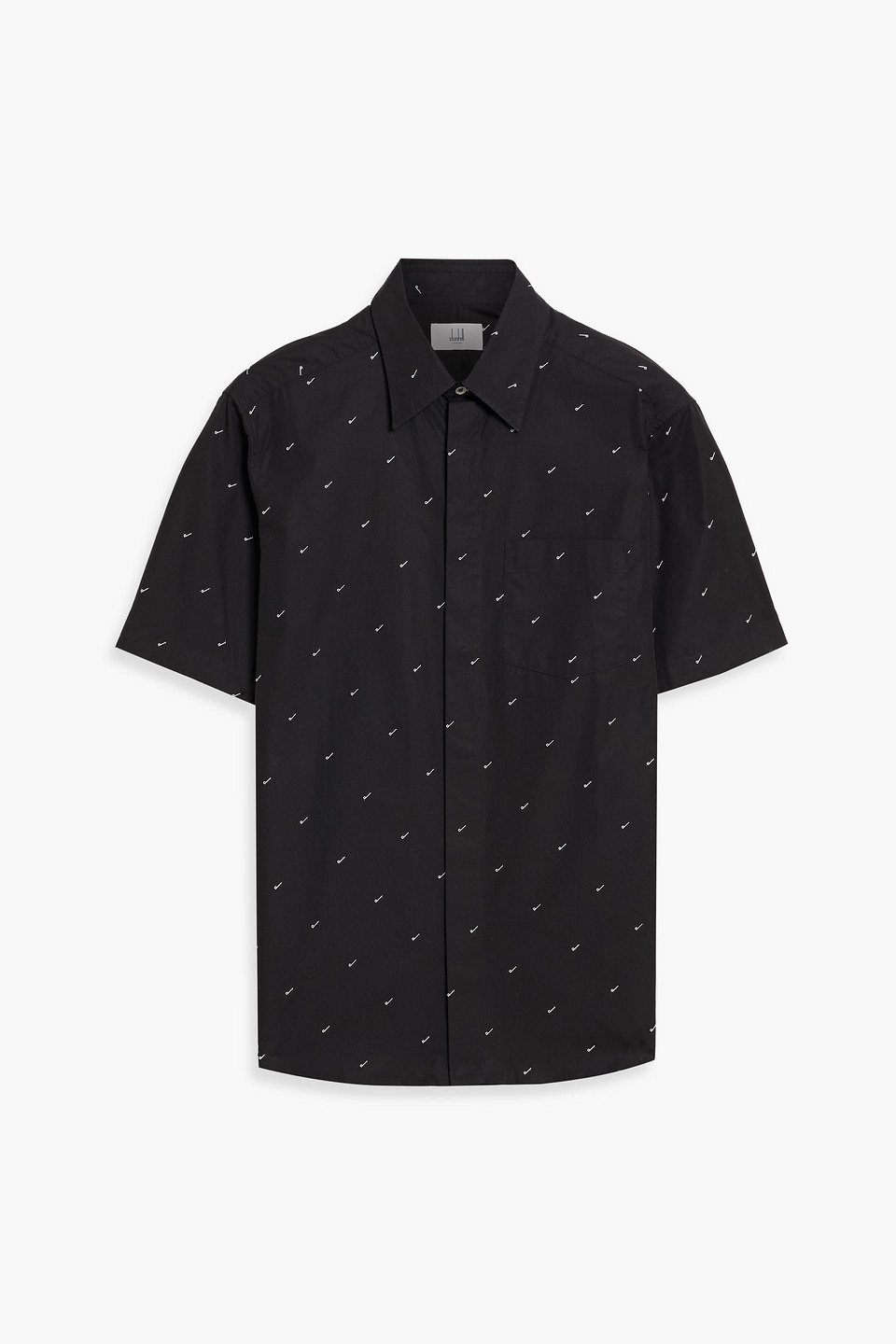 dunhill - printed cotton-poplin shirt - black - s