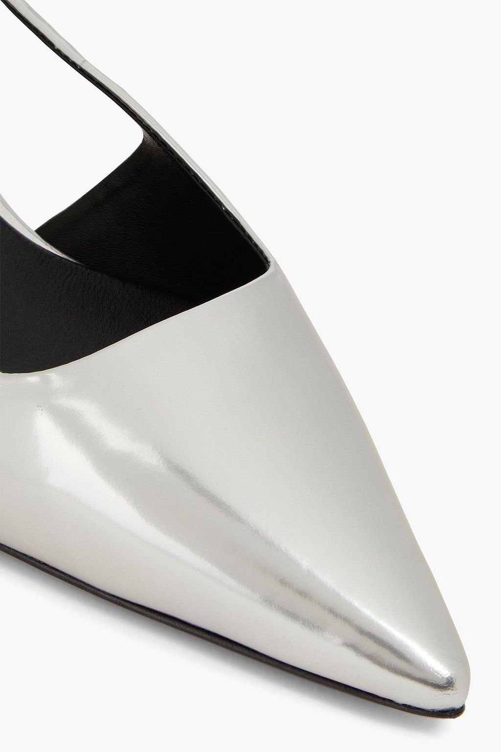 VINCE. Bianca mirrored-leather slingback pumps