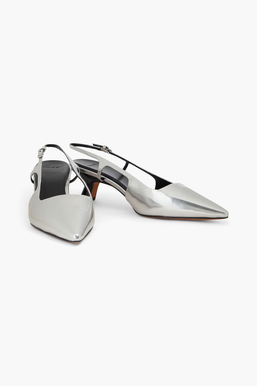 VINCE. Bianca mirrored-leather slingback pumps
