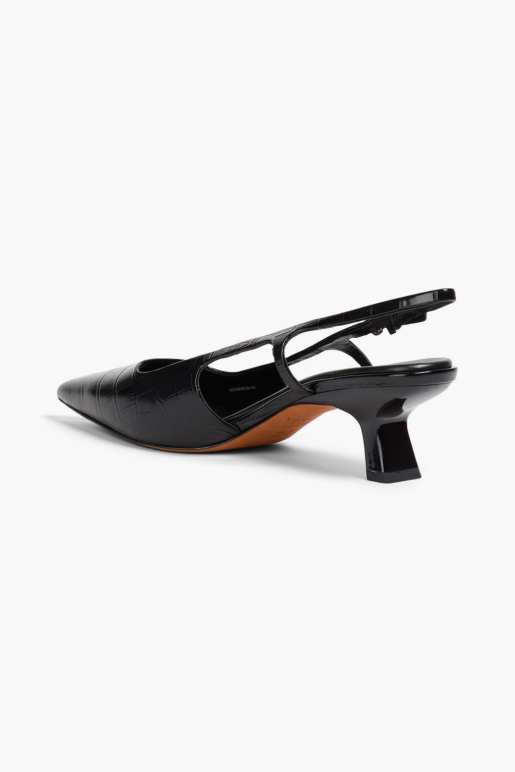 VINCE. حذاء بمب من الجلد بحزام خلفي بنمط التمساح