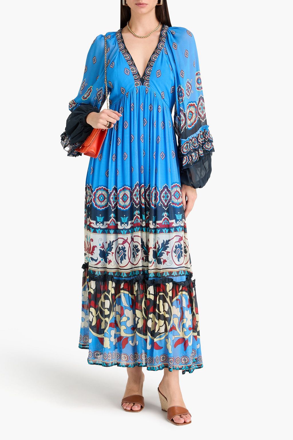 FARM RIO One-shoulder printed linen-blend midi dress | THE OUTNET