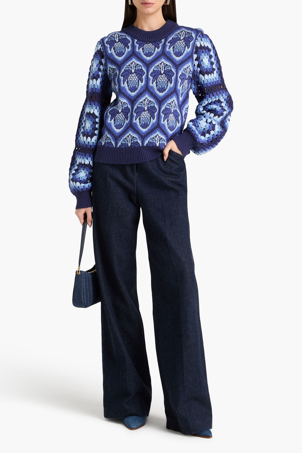  Farm Rio - Pullover Aus Jacquard-strick - Blau - Xs 