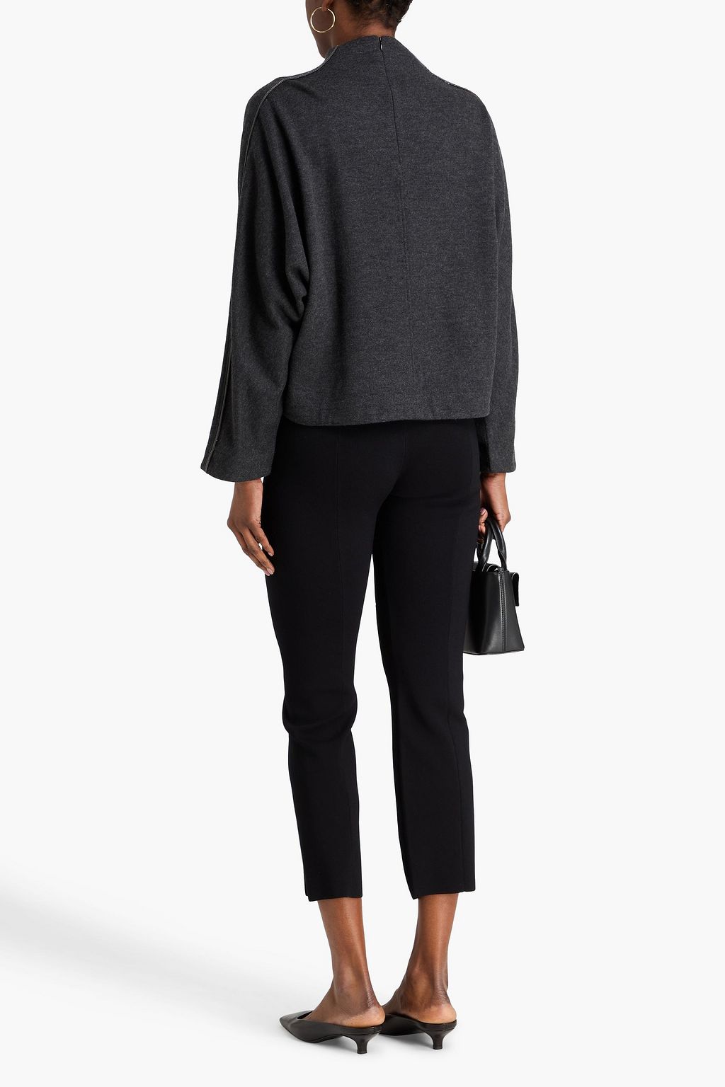 BRUNELLO CUCINELLI كنزة رياضية بياقة مرتفعة مصنوعة من مزيج الكشمير مزينة بالخرز