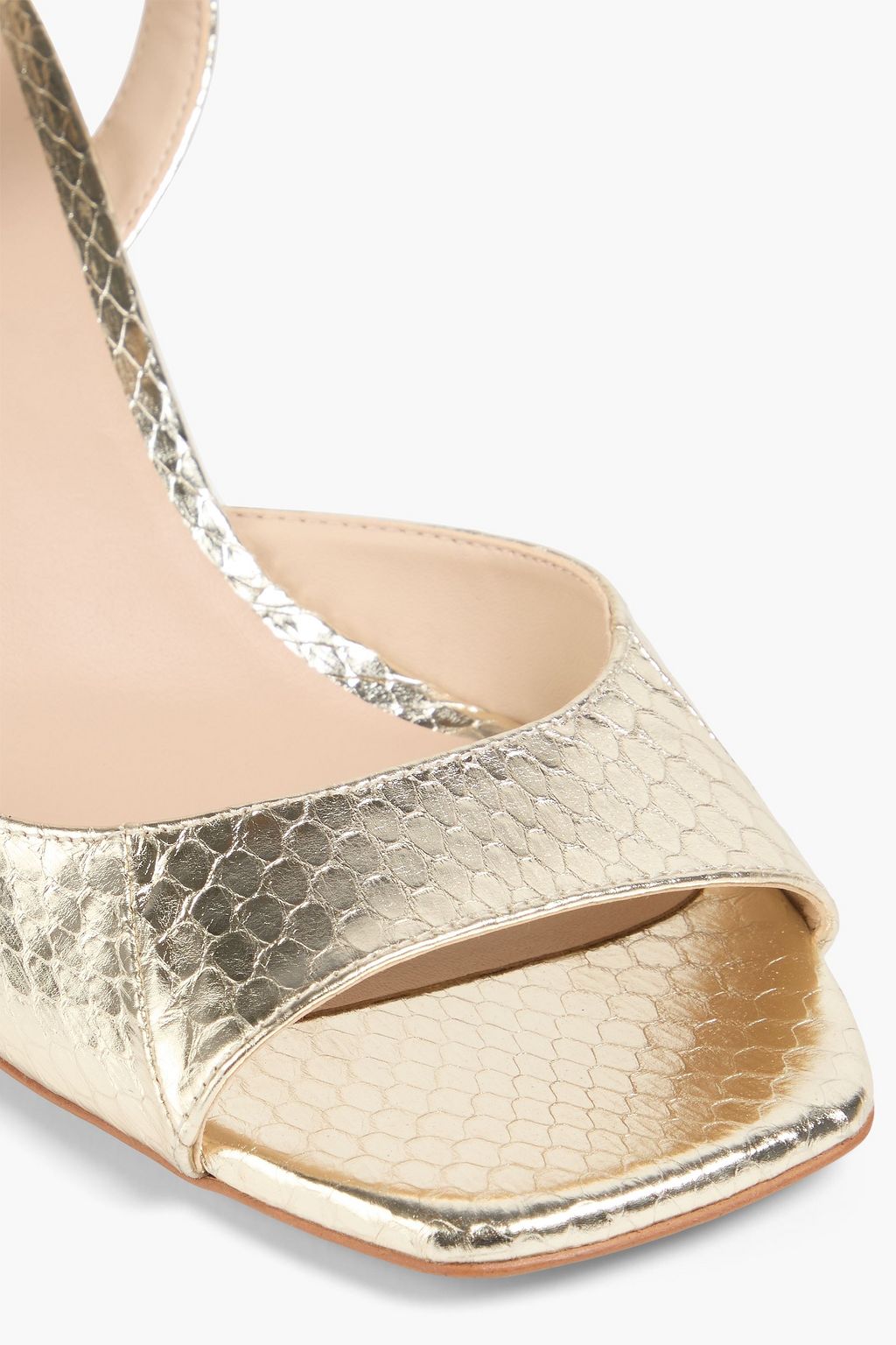 STUART WEITZMAN Tia 75 metallic snake-effect leather sandals