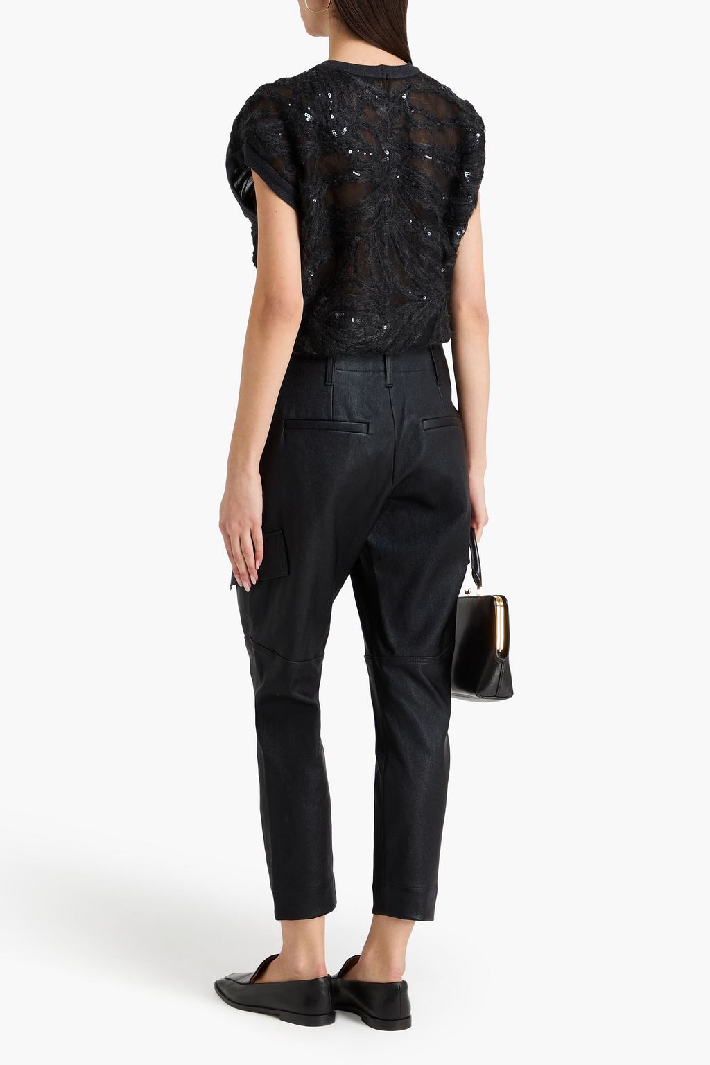 BRUNELLO CUCINELLI Leather tapered pants